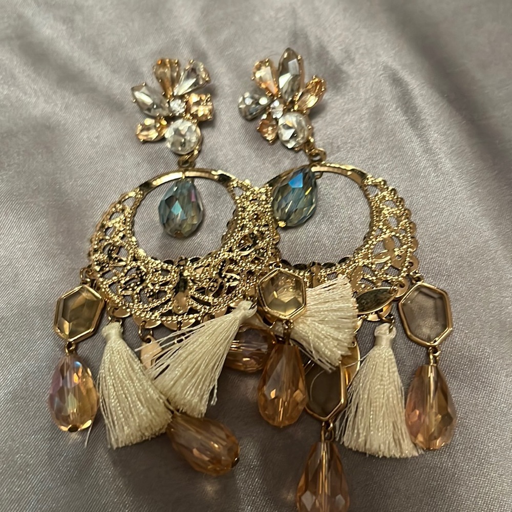 Tassel earrings with rhinestones